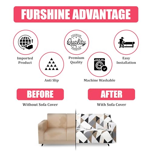 Furshine® Printed Universal Polyester Blend & Spandex Sofa Cover Big Elasticity Cover for Couch Flexible Stretch Sofa Cover | Imported Slipcovers (Grey Brown Geometric, Five Seater) - Image 3