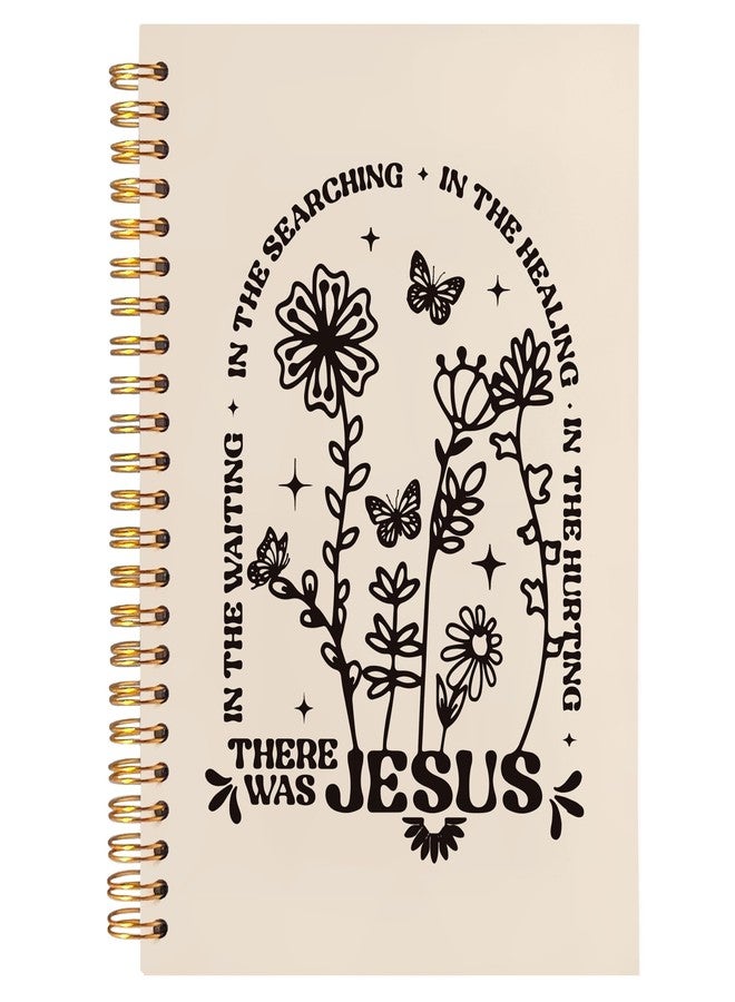 BearCake Boho Floral Christian Notebook Journal, Christian Gifts for Women, Bible Notebooks for Note Taking, Bible Journaling Notebook, There Was Jesus Hardcover Spiral Notebook 5.5x8.3 - Image 1