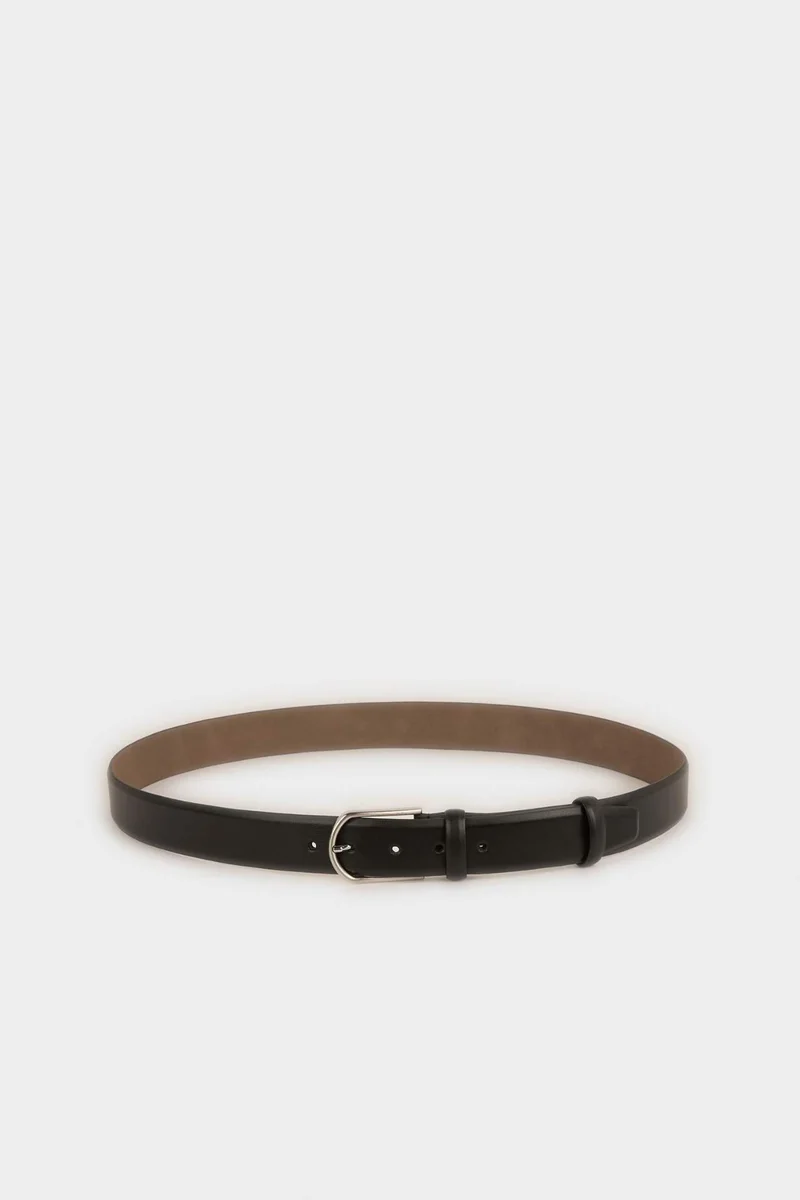 Man Rectangle Clasp Faux Leather Classic Belt