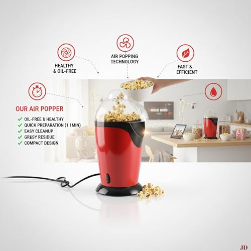 DRUMSTONE(1+1-𝐘𝐄𝐀𝐑 (Extended) 𝐖𝐀𝐑𝐑𝐀𝐍𝐓𝐘)Electric Popcorn Maker | Large Automatic Popcorn Machine for Home & Restaurant | Oil-Free Snack Maker | Aluminum Design | Easy & Quick Popcorn Making - Image 2