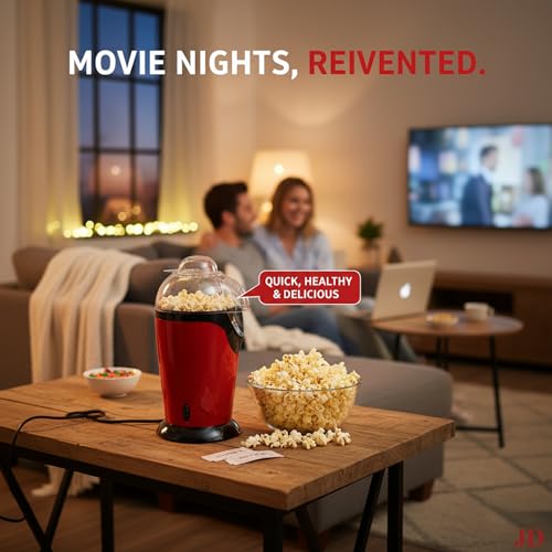 DRUMSTONE(1+1-𝐘𝐄𝐀𝐑 (Extended) 𝐖𝐀𝐑𝐑𝐀𝐍𝐓𝐘)Electric Popcorn Maker | Large Automatic Popcorn Machine for Home & Restaurant | Oil-Free Snack Maker | Aluminum Design | Easy & Quick Popcorn Making - Image 3