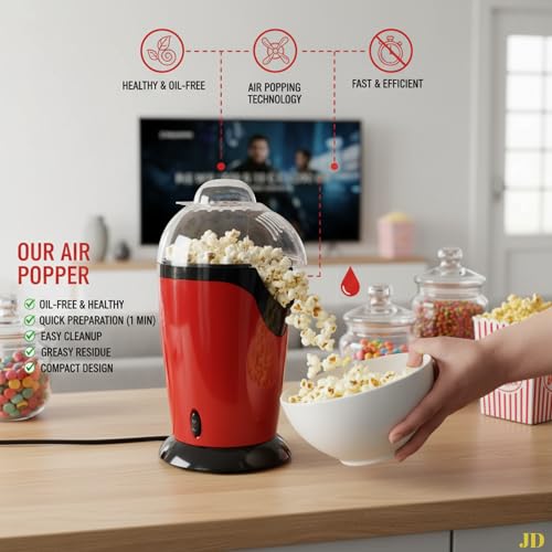 DRUMSTONE(1+1-𝐘𝐄𝐀𝐑 (Extended) 𝐖𝐀𝐑𝐑𝐀𝐍𝐓𝐘)Electric Popcorn Maker | Large Automatic Popcorn Machine for Home & Restaurant | Oil-Free Snack Maker | Aluminum Design | Easy & Quick Popcorn Making - Image 5