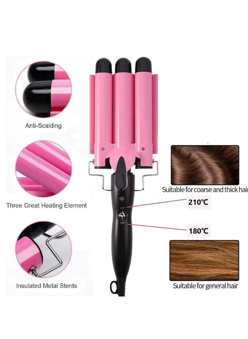 ELTRAZONE Professional Hair Curler 3 barrel curling iron hair waver 3 barrel Ceramic Triple Barrel Curling Iron 25mm Curling Wand Hair Waver - Image 2