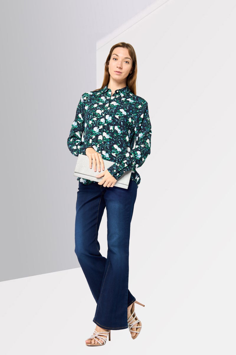 GANT Women Spread Collar Long Sleeve Floral, Print Shirt, Multicolor  - Image 4