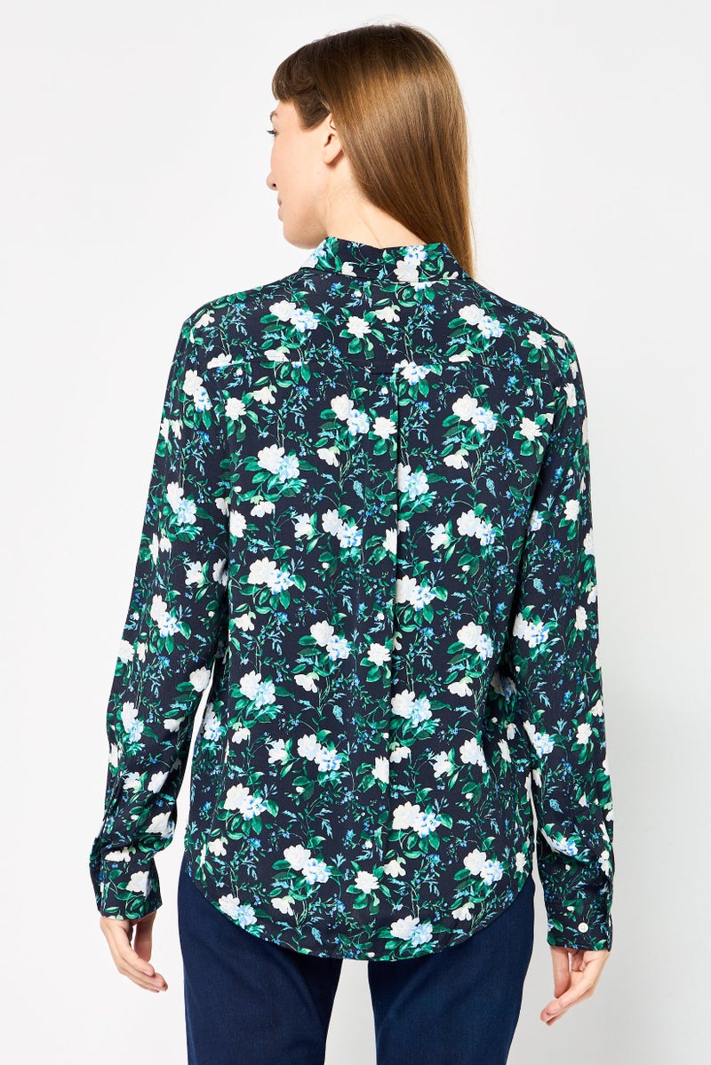 GANT Women Spread Collar Long Sleeve Floral, Print Shirt, Multicolor  - Image 2