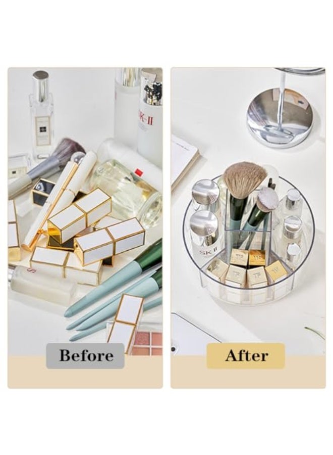 Acrylic Pen Holder, 360-Degree Rotating Pen Holder for Desk, Clear Desk Organizers and Accessories with 5 Compartments Pencil Organizer, Art Supply Storage Box Caddy for Office, Home - Image 4