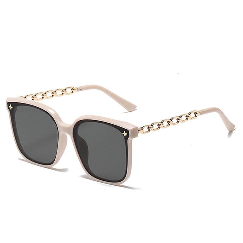 Generic Fashion Street Style Sunglasses Black Slimming Women Beige white and gray slices 