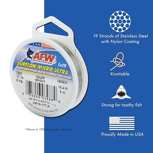 AFW American Fishing Wire Surflon Micro Supreme, Nylon Coated 7x7 Stainless Steel Leader Wire, 40 lb Test, .024" Diameter, Camo, 5 m - Image 2