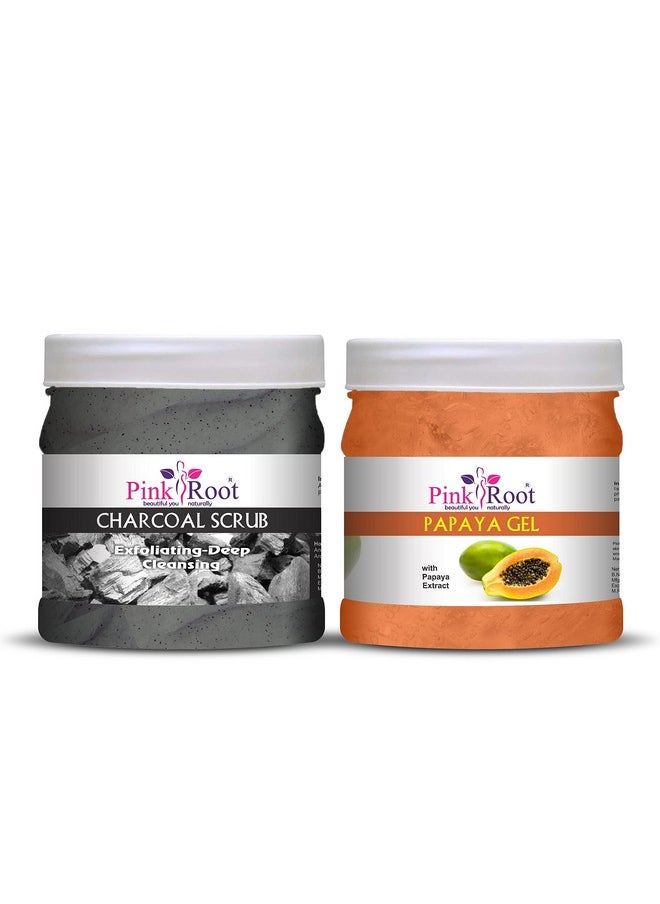 Pink Root - Pink Root Charcoal Scrub 500gm with Papaya Gel 500gm - Image 1