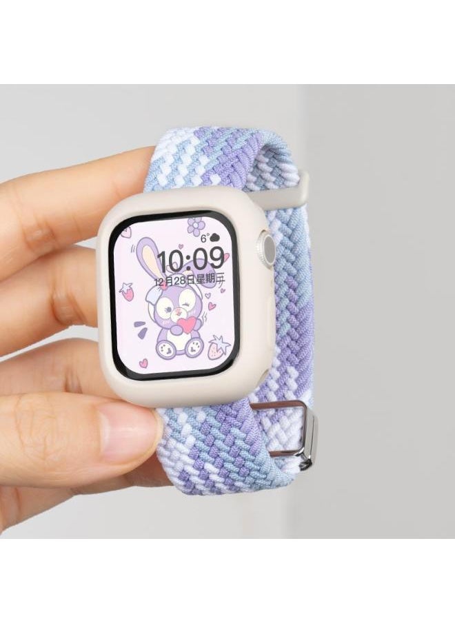 Generic For Iwatch10 Strap Apple S9 Watch Applewatch9 Autumn And Winter S10 Woven Nylon S8 Magnetic-Color:Violet + Silicone Shell - Applicable: Iwatch S6/5/4/se [44mm]  - Image 1
