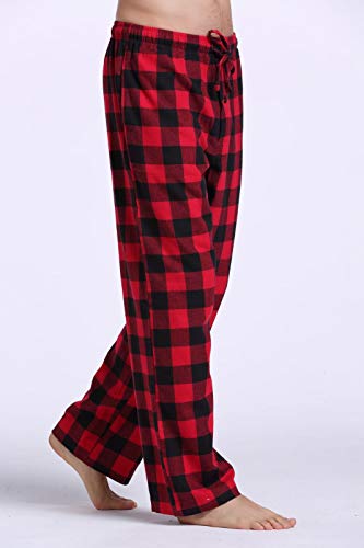 CYZ Men's 100% Cotton Super Soft Flannel Plaid Pajama Pants-BlackRedGingham-S - Image 3