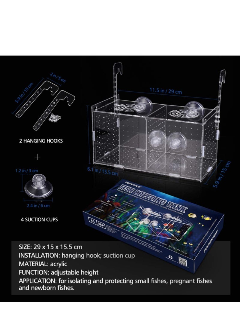 Excefore Fish Breeding Box, Acrylic Fish Isolation Box Aquarium Hatchery Incubator with Suction Cups for Baby Fishes Shrimp Guppy Clownfish Aggressive Fish - Image 2