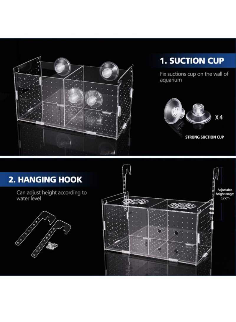 Excefore Fish Breeding Box, Acrylic Fish Isolation Box Aquarium Hatchery Incubator with Suction Cups for Baby Fishes Shrimp Guppy Clownfish Aggressive Fish - Image 4