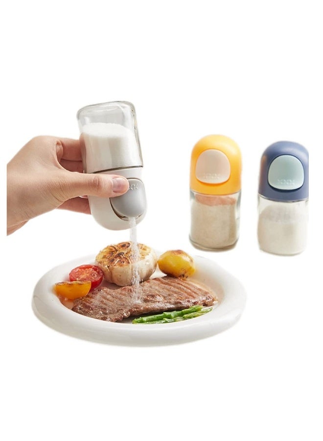 زجاجة توابل زجاجية مع أغطية، زجاجات توابل كمية لكل ضغط 0.5 غرام، حاويات توابل مع أغطية رجاجة، صندوق توابل محكم الإغلاق للطبخ، صحية للإستهلاك اليومي، عبوة من 3 قطع - Image 1