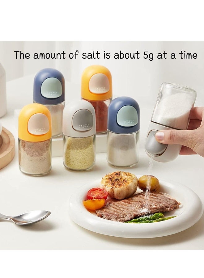 زجاجة توابل زجاجية مع أغطية، زجاجات توابل كمية لكل ضغط 0.5 غرام، حاويات توابل مع أغطية رجاجة، صندوق توابل محكم الإغلاق للطبخ، صحية للإستهلاك اليومي، عبوة من 3 قطع - Image 4