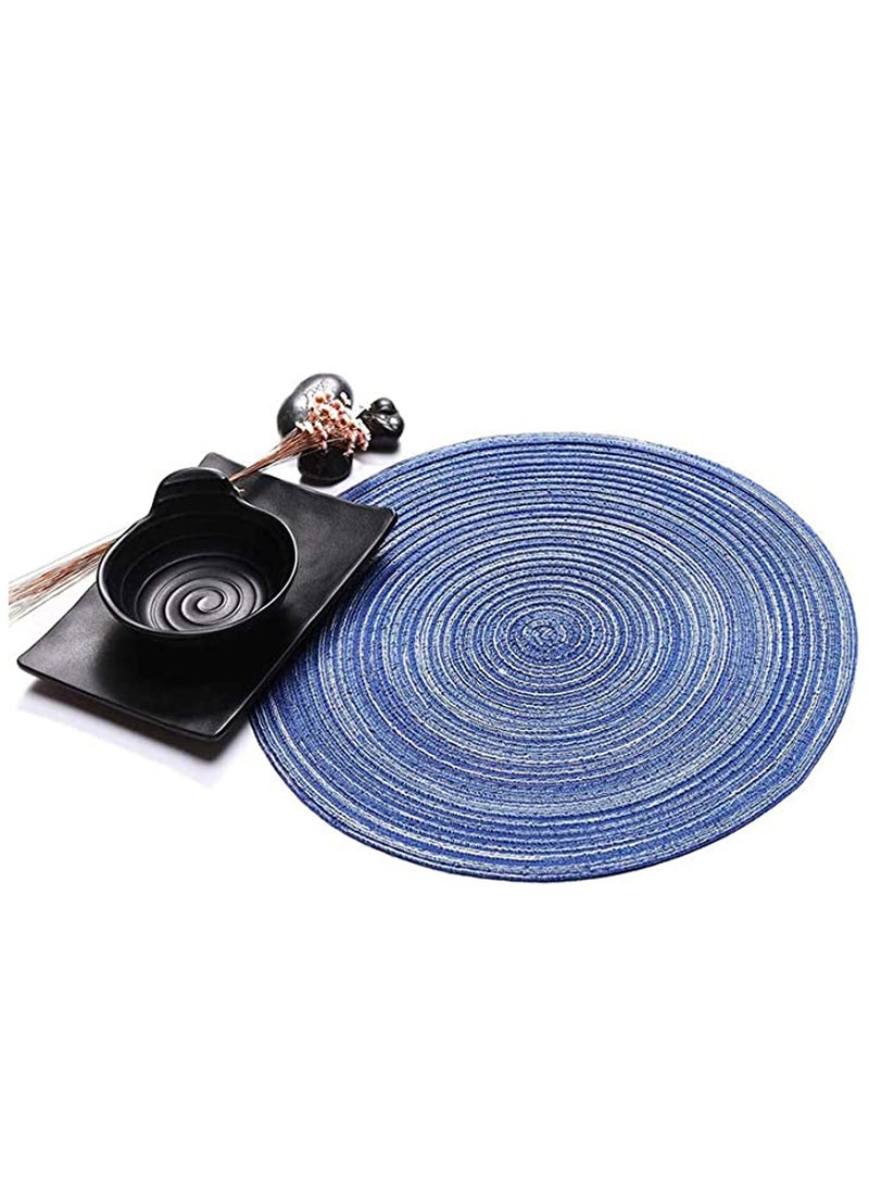 Round Braided Placemats Set of 4, Woven Heat Resistant Washable Kitchen Table Mats with 4 Coasters for Dining Home Wedding Outdoor Party - Image 2