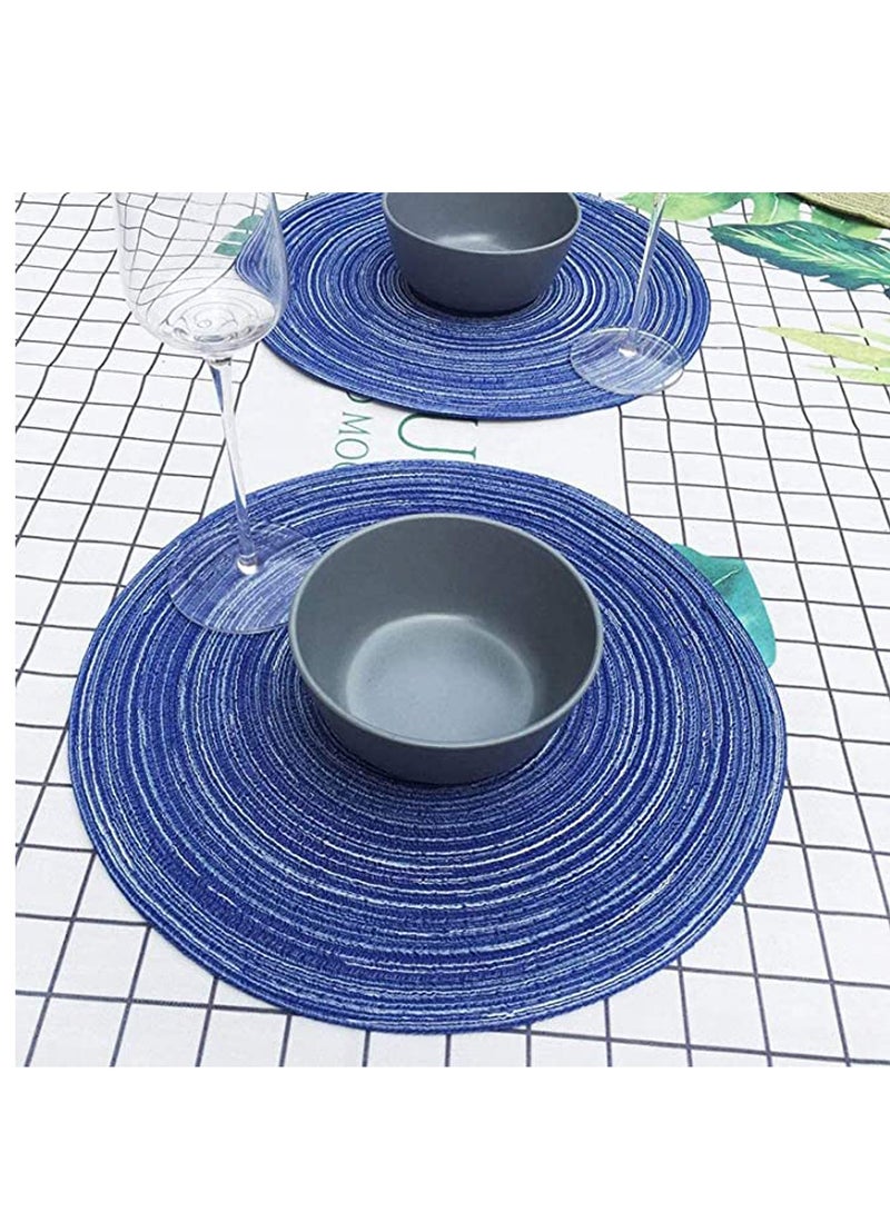 Round Braided Placemats Set of 4, Woven Heat Resistant Washable Kitchen Table Mats with 4 Coasters for Dining Home Wedding Outdoor Party - Image 5