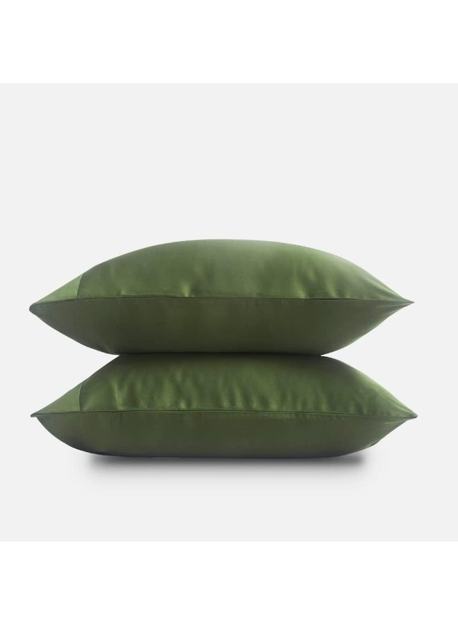 DOZ by SIJO 100% Organic Bamboo Pillowcases Set, Buttery Soft, Cooling for Hot Sleepers, Silky Breathable, Oeko-TEX, High GSM, 16" Deep Pockets (Queen, Forest)  - Image 2