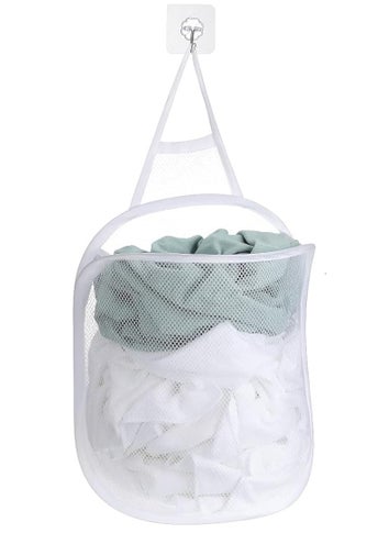 SUNBEET SUNBEET Hanging Laundry Hamper Foldable Mesh Hamper Dirty Cloth Basket with Carry Handle for Store Cloth Toy Camping Hotel Use PACK OF 1  - Image 1