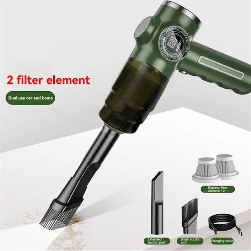 Car Vacuum: 29000pa Suction 120w Motor Upgraded Battery With Display - Sleek Green Handheld Collector Cordless Design for Car Interior Quick Clean-ups - Image 1