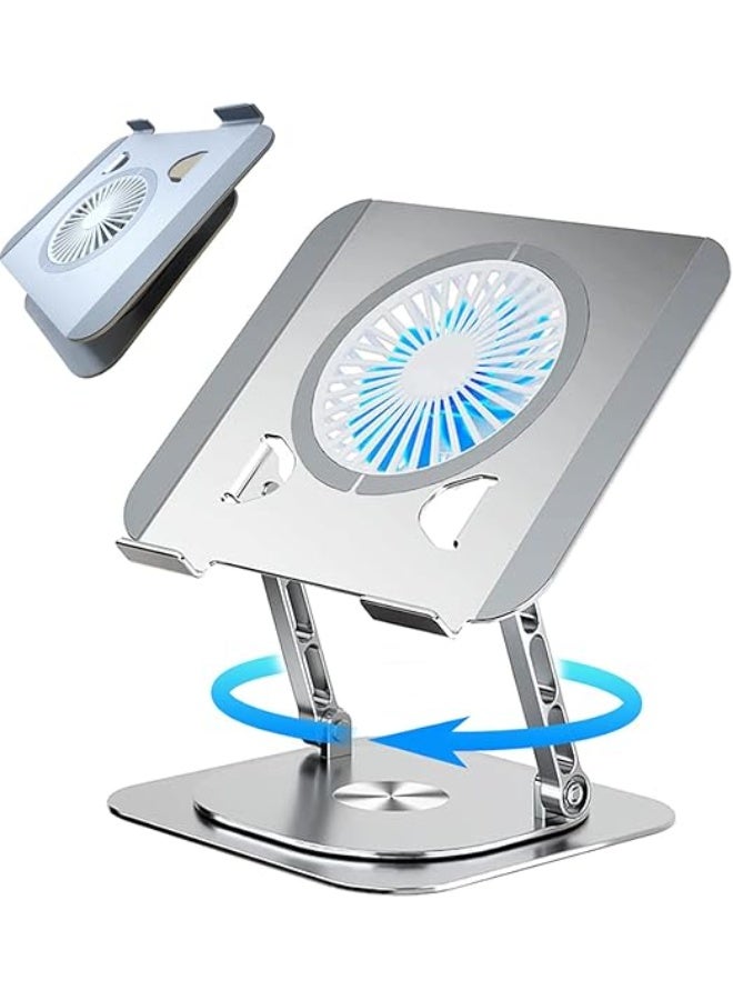 T628 Gaming Laptop Stand with Large Adjustable Cooling Fan and 360-Degree Rotation - Gray - Image 3