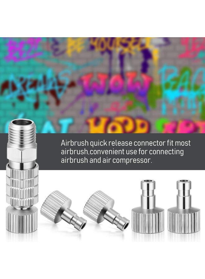 Airbrush Quick Release Coupling Disconnect Adapter Kit, 5 Pieces 1/8 Inch Female Connectors and Male Adapters Adjustment Control Valve Airbrush Accessories - Image 3