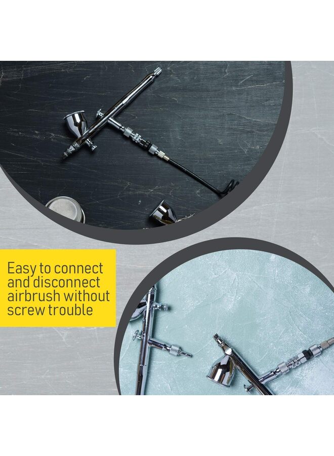 Airbrush Quick Release Coupling Disconnect Adapter Kit, 5 Pieces 1/8 Inch Female Connectors and Male Adapters Adjustment Control Valve Airbrush Accessories - Image 4