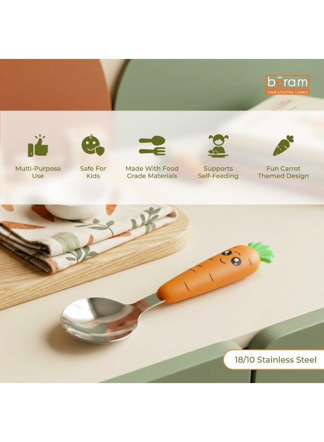 بيرام BERAM Rabbit Rapier 18 Piece Children’s Cutlery Set – 18/10 Stainless Steel Flatware with Cute Carrot Design Handles – Compact Size Tableware Set for Toddlers and Kids - Image 4