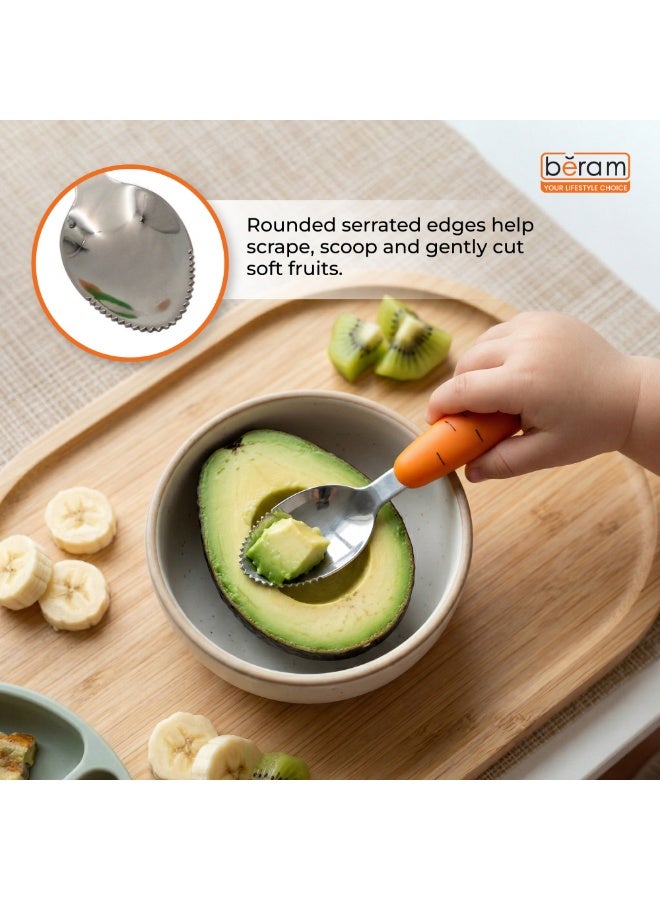 بيرام BERAM Rabbit Rapier 18 Piece Children’s Cutlery Set – 18/10 Stainless Steel Flatware with Cute Carrot Design Handles – Compact Size Tableware Set for Toddlers and Kids - Image 5