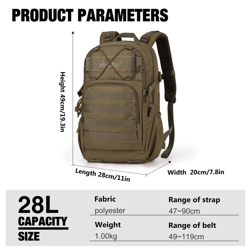 Mardingtop Military Tactical Backpack for Men 28L Molle Rucksack Army Backpack EDC Daypack for Hiking,Travel,Camping, Hunting - Image 2