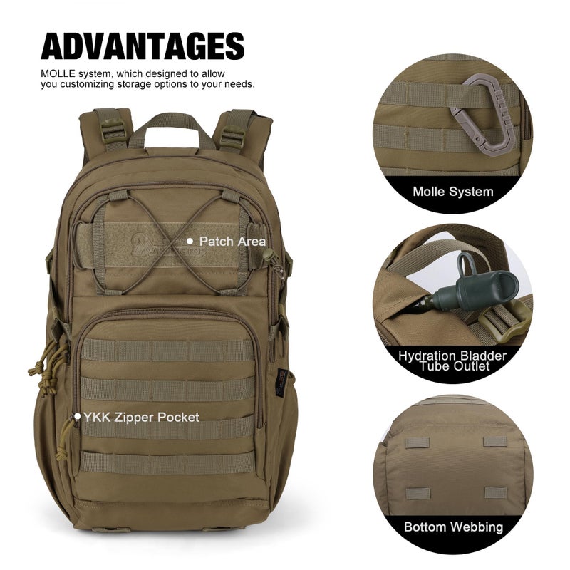 Mardingtop Military Tactical Backpack for Men 28L Molle Rucksack Army Backpack EDC Daypack for Hiking,Travel,Camping, Hunting - Image 3