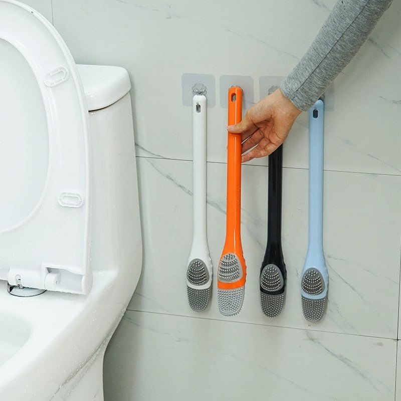 TINKDAS 2 in 1 Wall Mounted Silicone Toilet Brush and Toilet Scrubber - 2 in 1 Silicone Bristles Bathroom Cleaning Brush, Splash Proof Toilet Cleaner Brush, Toilet Bowl Cleaner (1 pcs) - Image 2