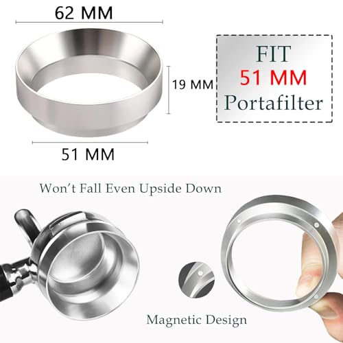 Gozaqe 51mm Espresso Dosing Funnel,Coffee Powder Ring,Coffee Accessories,Stainless Steel Coffee Dosing Ring,Prevent Ground Coffee from Spilling - Image 3