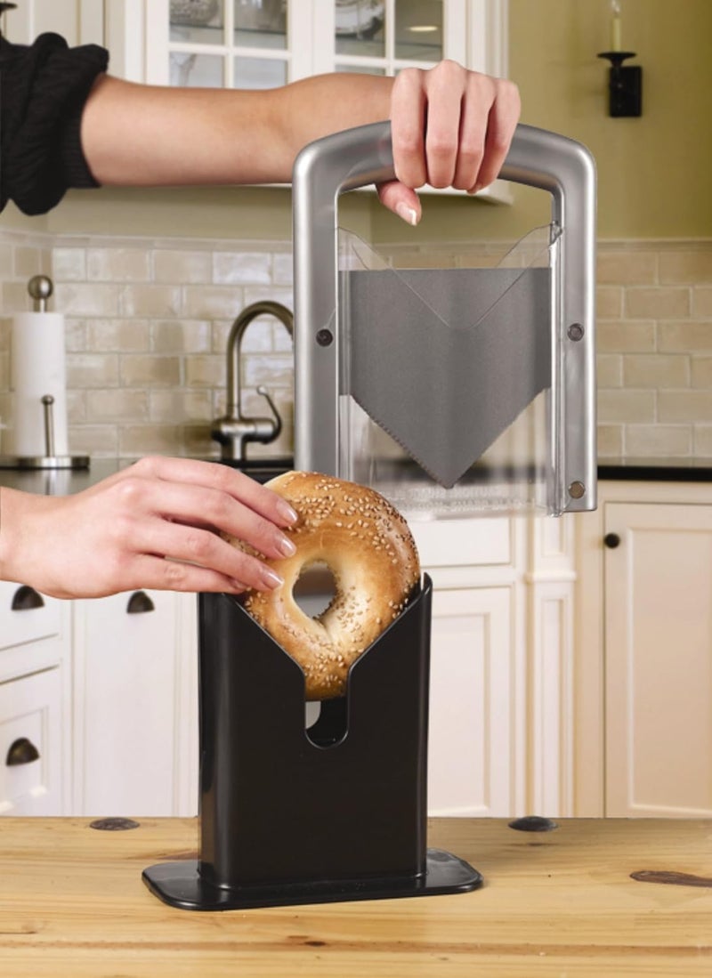 Hoan The Original Bagel Guillotine Universal Slicer, Silver, 9.25-Inch - Effortless Stainless Steel Slicer - Image 2