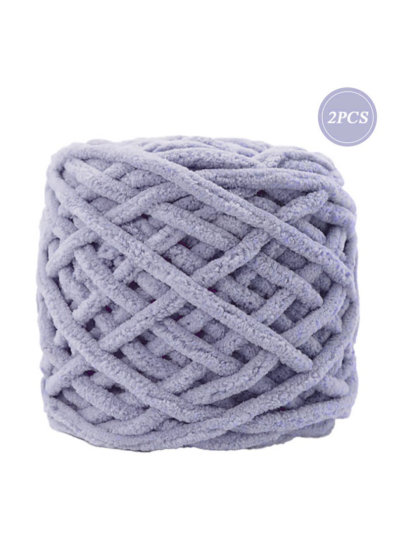 MileMelo 2-Piece Knitting Wool Yarn,Knitting Yarn Coarse Yarn for Crochet, Soft Chunky Yarn for Projects Making Plush Balls Handmade Bags Sweaters Shoes Hats Blankets Scarves Grey  - Image 1