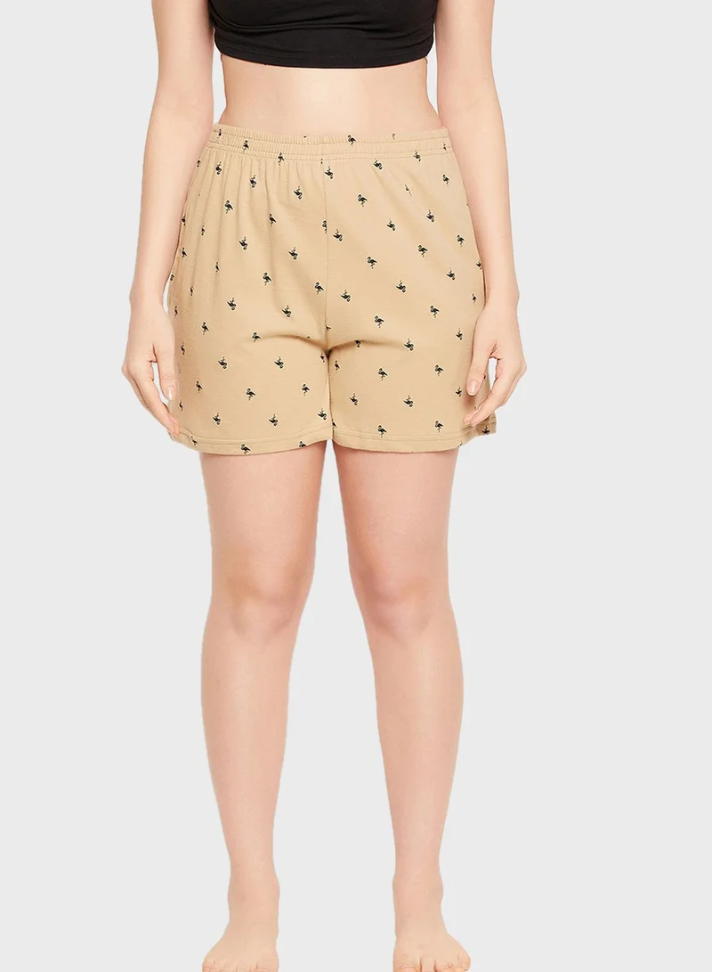 Clovia Flamingo Print Boxer Shorts  - 100% Cotton