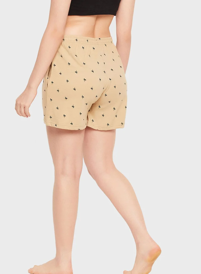 Clovia Flamingo Print Boxer Shorts  - 100% Cotton