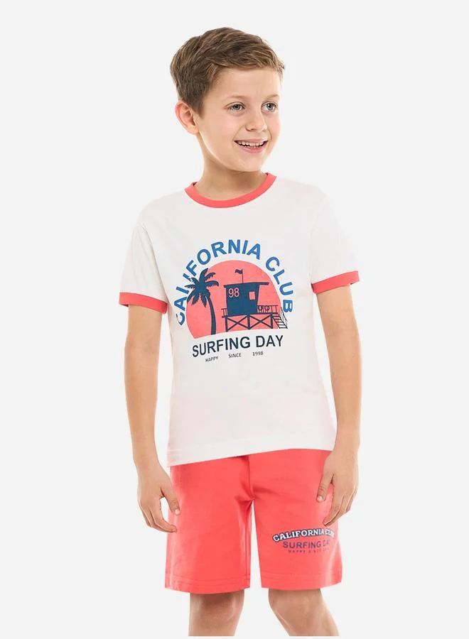 فكتور اند جين Victor And Jane Boys California Club Graphic T-Shirt and Shorts Set