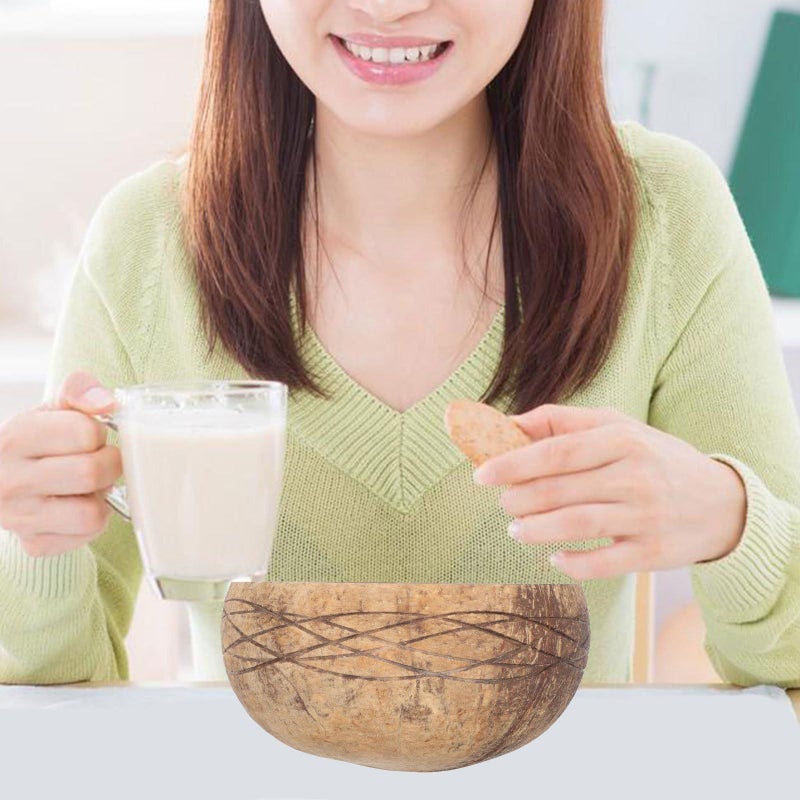 Natural Coconut Shell Bowl and Wood Spoon Set Eco Friendly Kitchen Serveware - Image 5