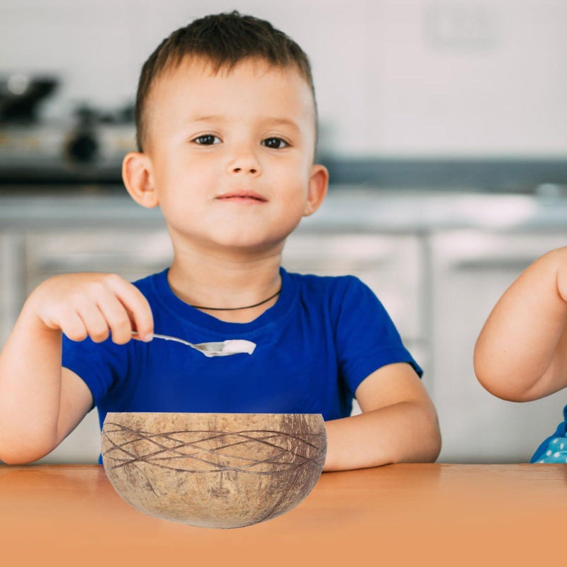 Natural Coconut Shell Bowl and Wood Spoon Set Eco Friendly Kitchen Serveware - Image 4