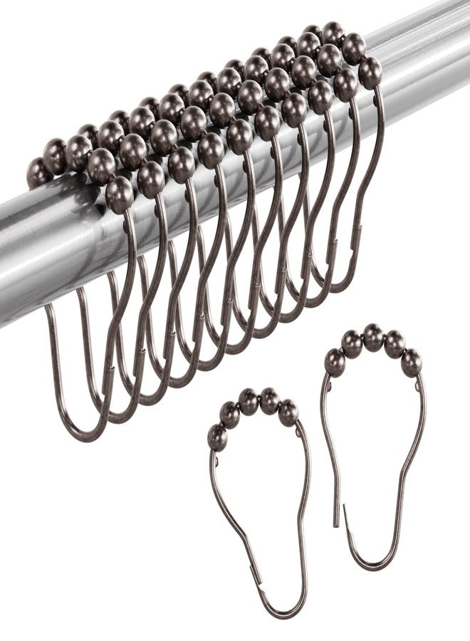 Amazer Bronze Shower Curtain Hooks, 12PCS Rust-Resistant Metal Shower Hooks Ring Shower Rings for Curtain, Rolling Shower Curtain Rings for Bathroom Shower Rod Shower Curtain Hangers - Image 1