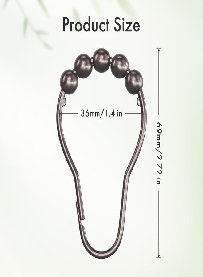Amazer Bronze Shower Curtain Hooks, 12PCS Rust-Resistant Metal Shower Hooks Ring Shower Rings for Curtain, Rolling Shower Curtain Rings for Bathroom Shower Rod Shower Curtain Hangers - Image 2