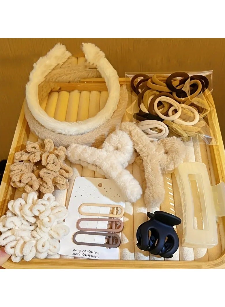 Goolsky مجموعة 31 قطعة من إكسسوارات الشعر الجذابة للنساء - مشابك بلاستيكية مستطيلة، مشابك جانبية، حلقات شعر، مجموعة حلقات بتصاميم متناسقة - العمر 14 وما فوق - Image 1