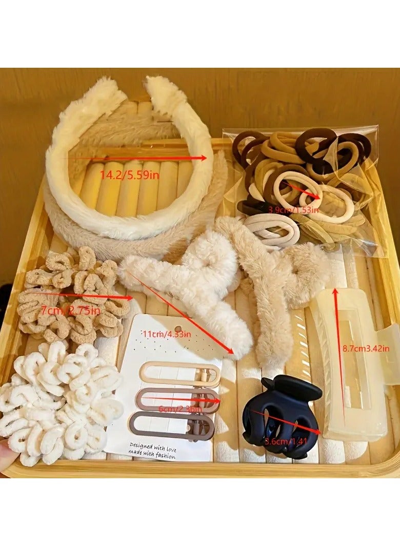 Goolsky مجموعة 31 قطعة من إكسسوارات الشعر الجذابة للنساء - مشابك بلاستيكية مستطيلة، مشابك جانبية، حلقات شعر، مجموعة حلقات بتصاميم متناسقة - العمر 14 وما فوق - Image 2