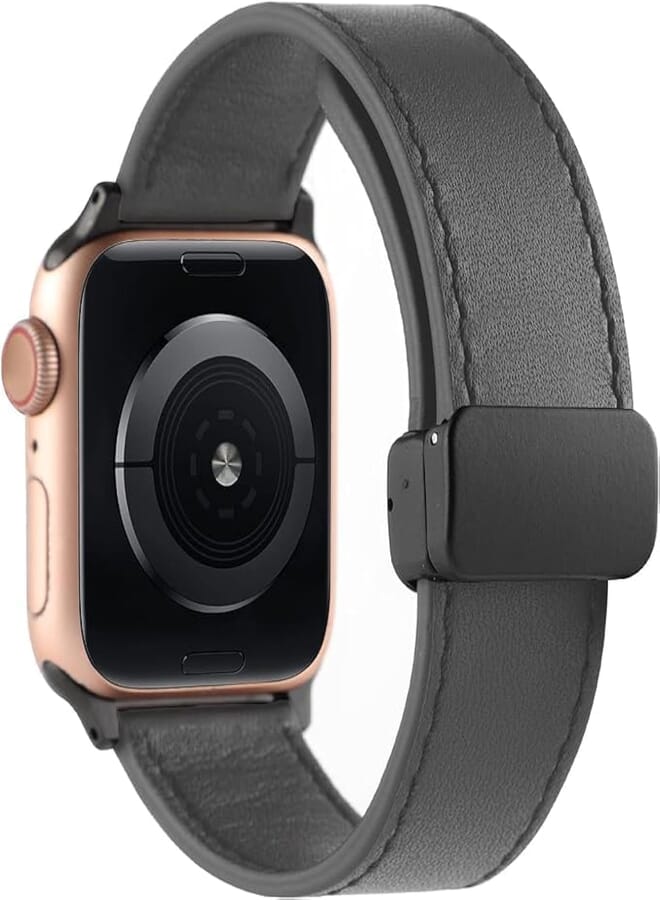 Next Next store Leather Band Compatible with Apple Watch Ultra 49mm 45mm 44mm 42mm, Genuine Leather Magnetic Clasp Strap for iWatch Ultra SE 2 Series 8 7 6 5 4 3 2 1 for Men Women