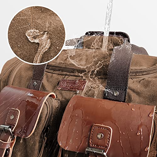 Wildroad Waxed Canvas Genuine Leather 50L Waterproof Duffle Bag - Vintage Travel Weekender Overnight Carry On - Image 4