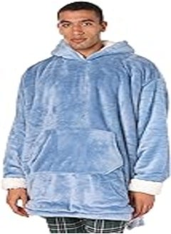 Mintra Mintra Oversized Microfiber large size Wearable Blanket with Sherpa Blue 
