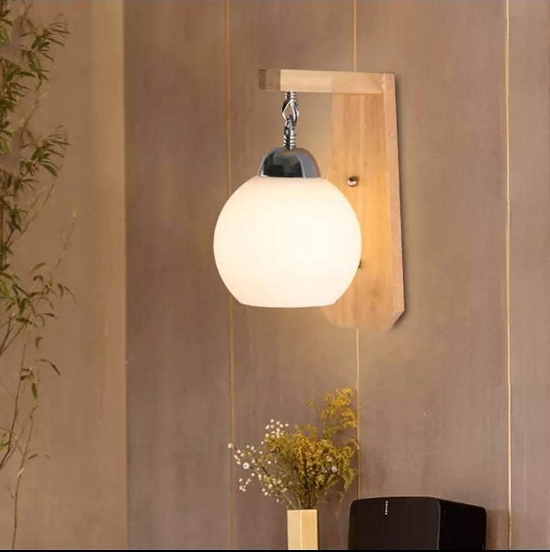 BrightLyt Wall Hanging Light for Living Room, Down Side Lighting Wall Lamp for Bedroom, Wall Lamps for Home Decoration (Natural Wood & Glass) - Image 4