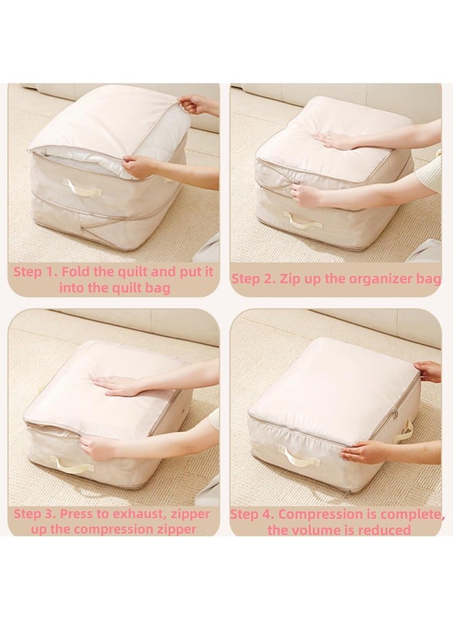 JCB CHIC 2Pcs Ultra Space Saving Self Compression Organizer, Storage Tote for Space Saving, Portable Heavy Duty Moving Bags, Suitable for Quilts, Blankets, Bedding, Clothes(M)  - Image 3