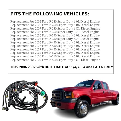 Uritue 5C3Z-12B637-BA Engine Wiring Harness for 2005 2006 2007 F250 F350 F450 F550 Ford Super Duty 6.0L Engine Wiring Harness Diesel Engine with Build Date of 11/4/2004 and Later 5C3Z12B637BA - Image 2